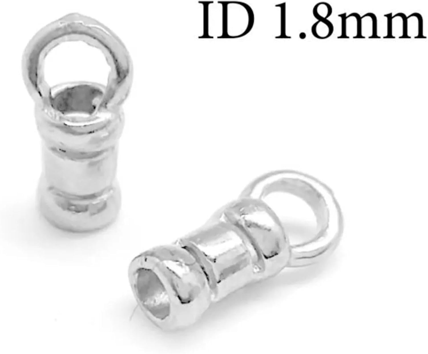 Sterling Silver Crimp End Cap with Loop - 1.8mm Inside Diameter - Secure Closure for Fine Jewelry