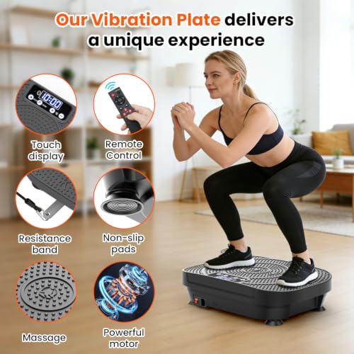 Image of AXV Vibration Plate Fitness Platform Exercise Machine Vibrating Shaking Full Body Shaker Workout Vibrate Stand Shake Board Sport for Weight Loss Fat Burner for Gym Home Office