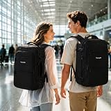 Vancropak Carry On Backpack, 40L Expandable Extra Large Travel Backpack, Flight Approved Water Resistant Luggage Suitcase Daypack, Lightweight College Business Weekender Bag for Men & Women, Black