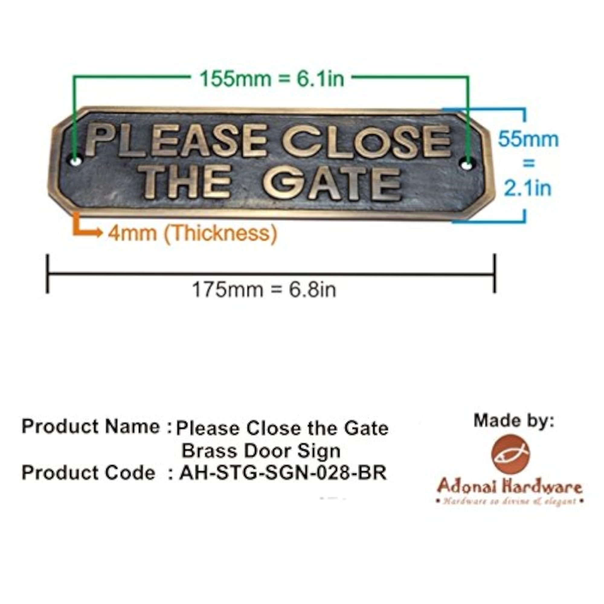 Close The Gate Brass Door Sign