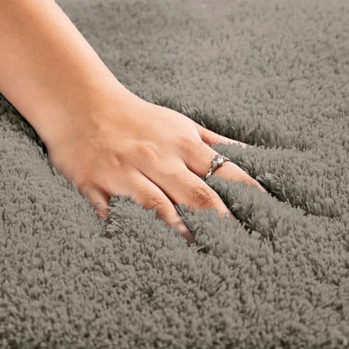 Image of LUXE HOME INTERNATIONAL Microfiber Rectangular Home Bath Mat Super Soft Non Slip Vegas Mats for Bathroom, Kitchen, Bedroom, and Door (40X60 Cm, Taupe) Pack of 2