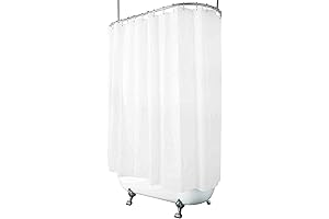 Clawfoot Tub Shower Curtain 180x70 Inch White All-Around Extra Wide 36 Metal...