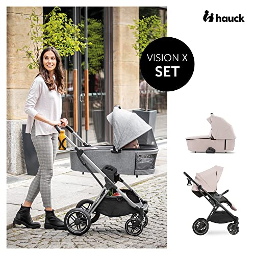 Image of Hauck Vision X 2 in 1 Baby Stroller Pram with Carrycot, Melange Beige
