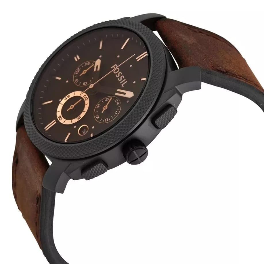 Image of Fossil Machine Black Dial Brown Strap Men's Watch FS4656