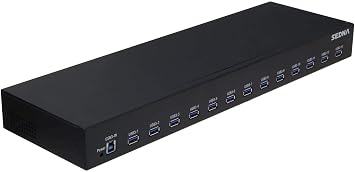 SEDNA - 19 Inch 1U Rack Mount 13 Port USB 3.2 Gen I Hub 5Gbps - with 5V 10A AC/DC Adapter
