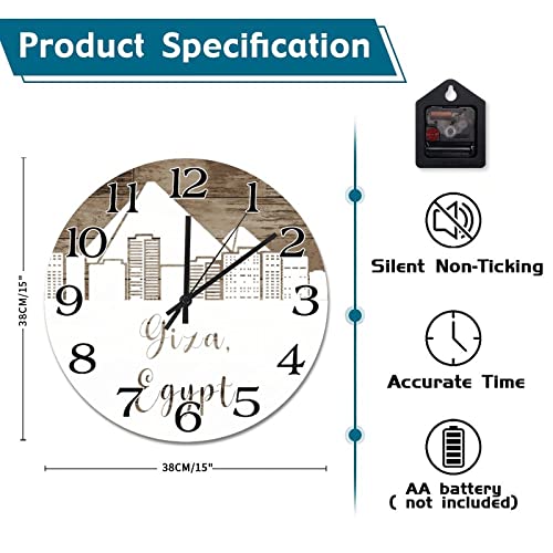 Horloges murales rondes grand format 38,1 cm de style ferme - 7