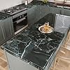 VEELIKE Antique Emerald Black Marble Wallpaper Glossy Green Black Marble Vinyl Wrap for Kitchen Worktop Covering Vinyl Self Adhesive Bathroom Wallpaper Waterproof Counter Top Covering 40cm×300cm #3
