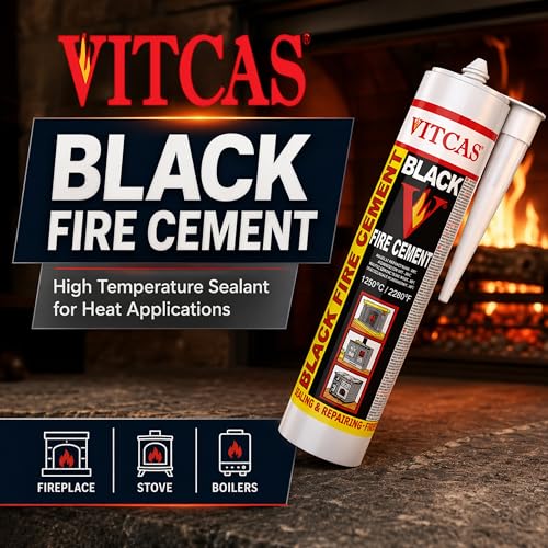 Feuerzement, hitzebeständig bis 1250 °C, für Kamin, Ofen, Boiler usw., 310 ml, Farbe: Schwarz