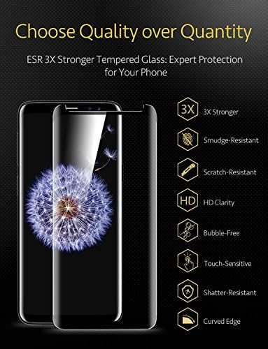 ESR Screen Protector for Samsung Galaxy S9 [2 Pack], Tempered Glass Screen Protector [Force Resistant Up to 11 Pounds] [Case Friendly] for Samsung Galaxy S9 2018 released