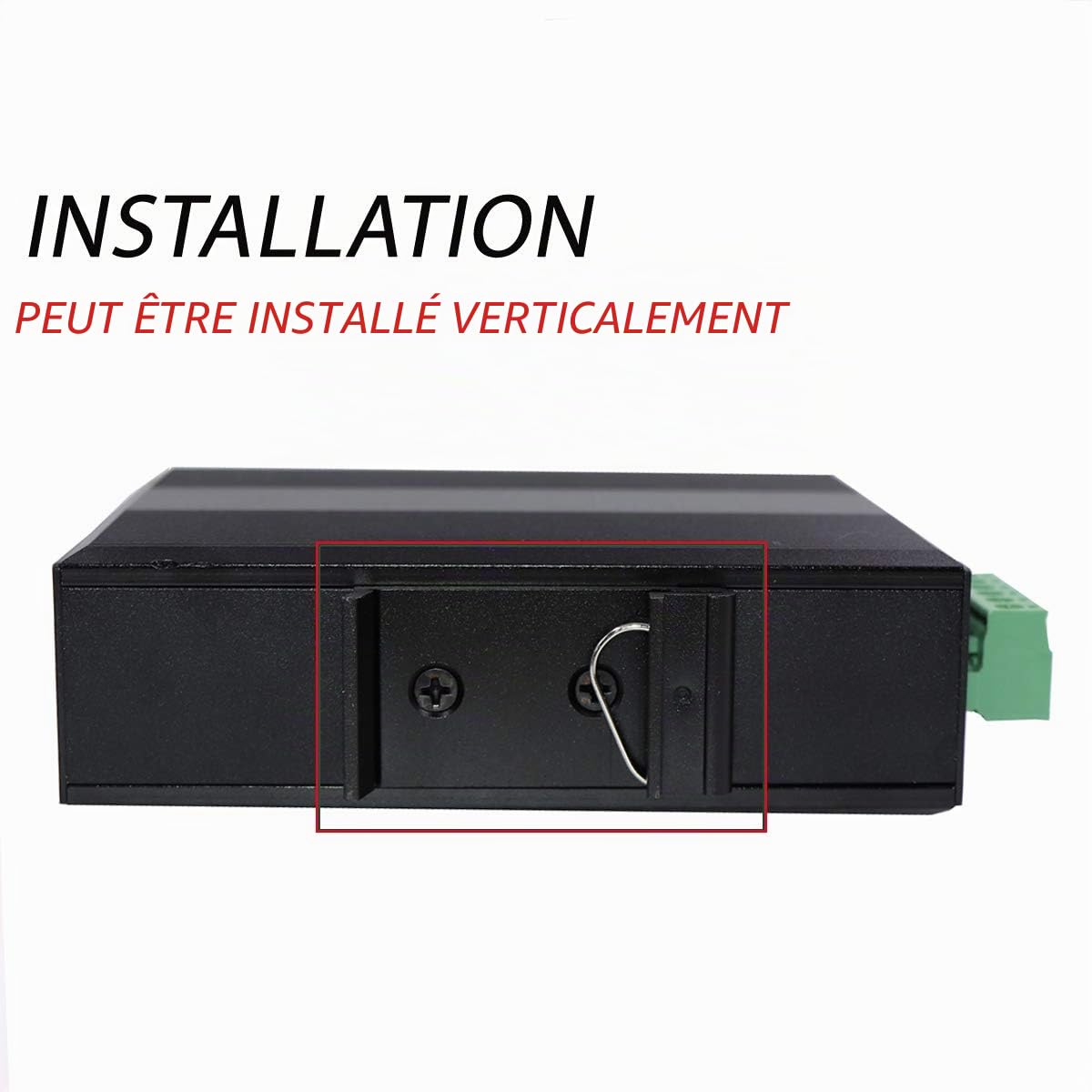 Commutateur Fibre Optique Industriel Gigabit 4 Ports RJ45 et 2 Ports Fibre SFP pour Extérieur (sans Émetteur-récepteur SFP) Températures Extrêmes -40°～75°C