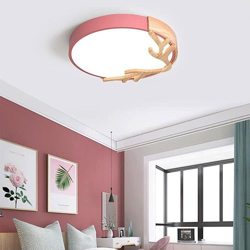 Miniatura 3 de Lámpara de araña moderna de 19.7 pulgadas, lámpara de techo empotrada de metal de madera 3000k4000k6500k 36W3120lm lámpara de techo plana redonda