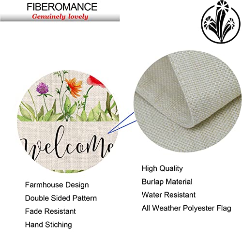Fiberomance Welcome Spring Garden Flag 12X18 Inches Watercolor Floral Spring Flag Summer Flag Vertical Double Sided Yard Flag Porch Flag Outdoor Decoration Decorative Home Décor #TOP5
