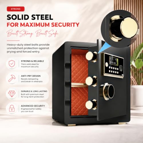 Image of Amazon Basics Pro Gross Capacity - 43L (Net - 38L), Digital Password Safe Locker Box for Home & Office | Electronic Security Locker Safe With Motorized Locking, Strong Steel Body, Anti Theft Design