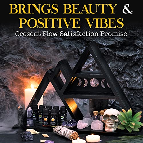 Crystal Display Shelf For Stones, Oils, Plants & Trinkets - Stylish Crystal Shelf Display Holder, Pre-Assembled Mountain Shelf Witchy Room Decor & Moon Phase Design - Stable Wall Or Surface Placement #TOP6