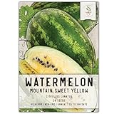 Seed Needs, Mountain Sweet Yellow Watermelon Seeds - 20 Heirloom Seeds for Planting Citrullus lanatus - Delicious & Sweet Fruits for a Summer Treat (1 Pack)