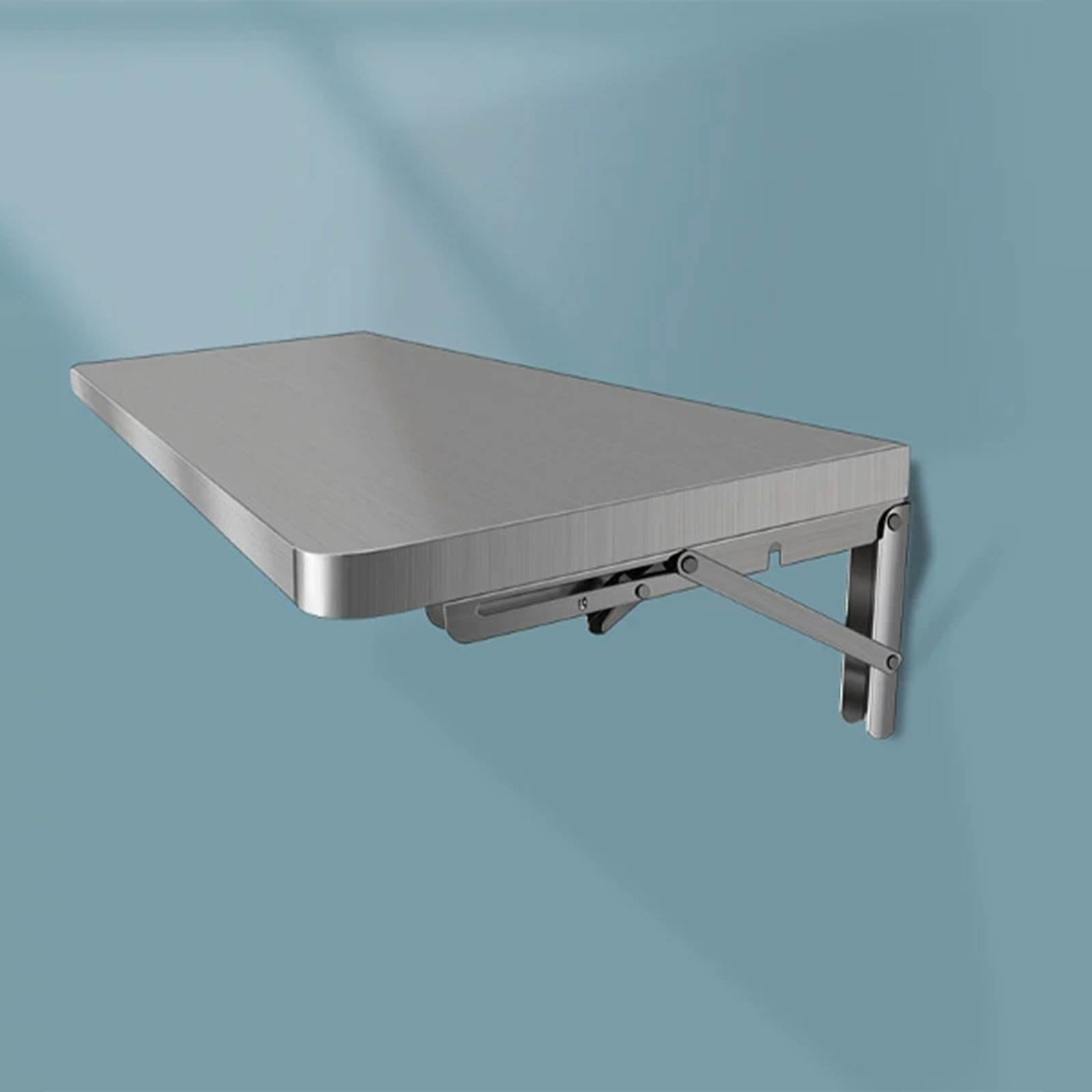 Stainless Steel Wall Mounted Folding Table with Metal Support for Dining Room or Laundry Room 90 * 30cm