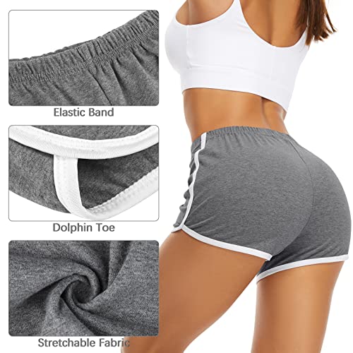 Image of URATOT 7 Pack Womens Cotton Shorts, Dolphin Booty Athletic Gym Sports Shorts for Yoga Lounge Running