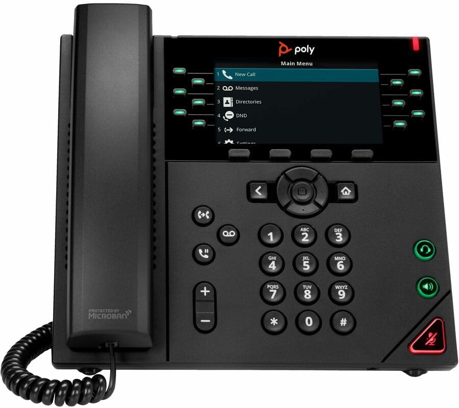 Poly VVX 450 12-Line IP Phone and PoE-Enabled - Corded - Corded - Wall Mountable, Desktop - Black - VoIP - 4.3" - 2 x Network (RJ-45) - PoE Ports