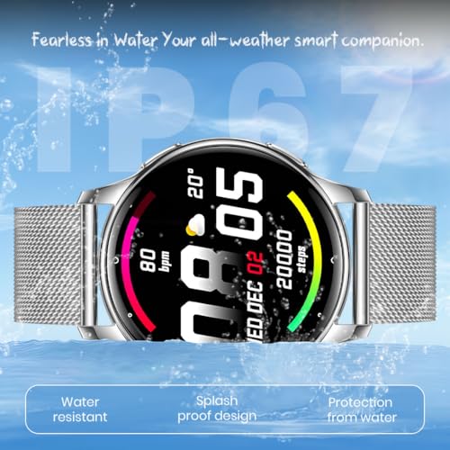 Image of PunnkFunnk Active 2 Smartwatch, 1.39 inch HD Round Display, Bluetooth Calling, Heart Rate & SPO₂, 100+ Sports Modes, IP67, Long Battery Life for Men & Women (Millanese Silver)