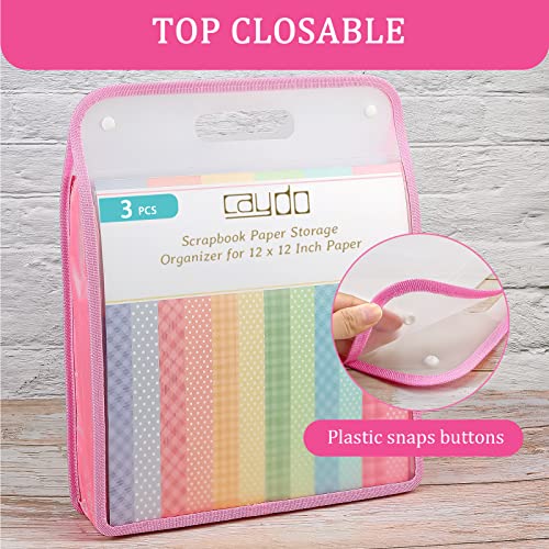Caydo Scrapbook Paper Storage Organizer, Pink Expanding Paper Folio for 12 x 12 Sheets - Image 4