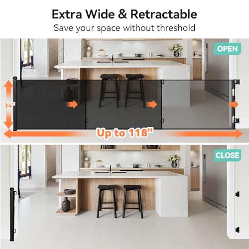 COMOMY-118-Retractable-Baby-Gates-Extra-Wide-Retractable-Dog-Gate-for-Large-Openings-Extra-Long-Dog-Gates-for-The-House-Extra-Large-Mesh-Pet-Gate-for-Stairs-Doorways-Hallways-IndoorOutdoor COMOMY 118 Retractable Baby Gates Extra Wide Retractable Dog Gate for Large Openings Extra Long Dog Gates for The House Extra Large Mesh Pet Gate for Stairs Doorways Hallways IndoorOutdoor