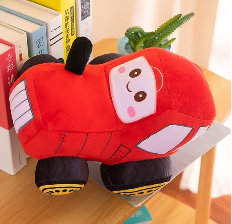 Image of Car Plush Toy Soft Stuffed Car Plush Pillow Toy CuteTractor Cartoon Throw Pillow Plushie Gifts for Kids Birthday Christmas Party (Tractor Red)
