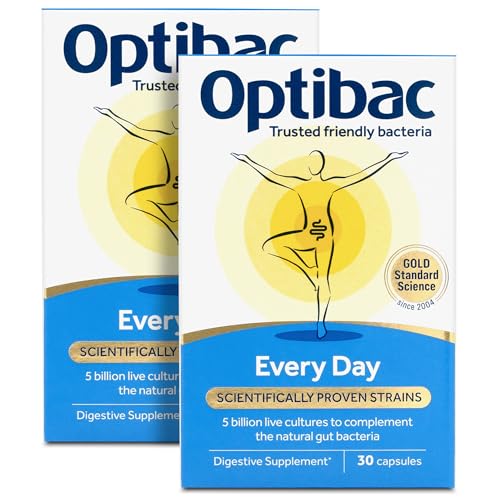 Optibac Every Day - Vegan Digestive Supplement - Most Trusted & Recommended Brand - Lactobacillus & Bifidobacterium - 60 Capsules