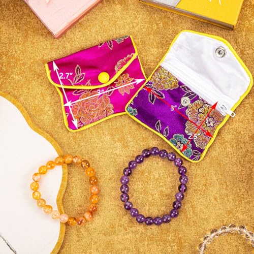 OceeK Travel Jewelry Case and Organizer,Jewelry Silk Purse Pouch Gift Case,for Women Teen Girl Gifts,Color,12 Pack4