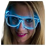 Neon Nightlife Blue Frame/Clear Lens Wayfarer 55mm Light Up Glasses