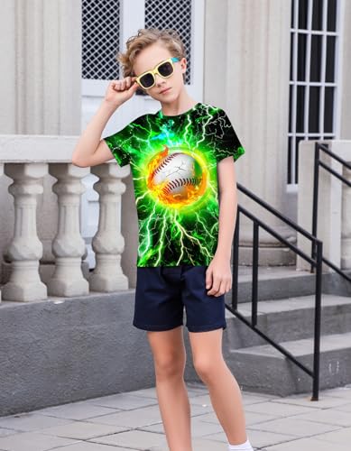 Image of 3D Graphic Short Sleeve Shirts Boys Girls Cool T-Shirt Unisex Novelty Tees for 7-12 Years Teens