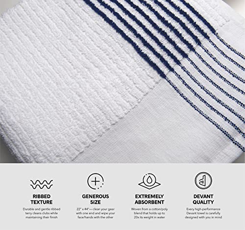 Devant Extra Large Striped Caddy Golf Towel White Navy