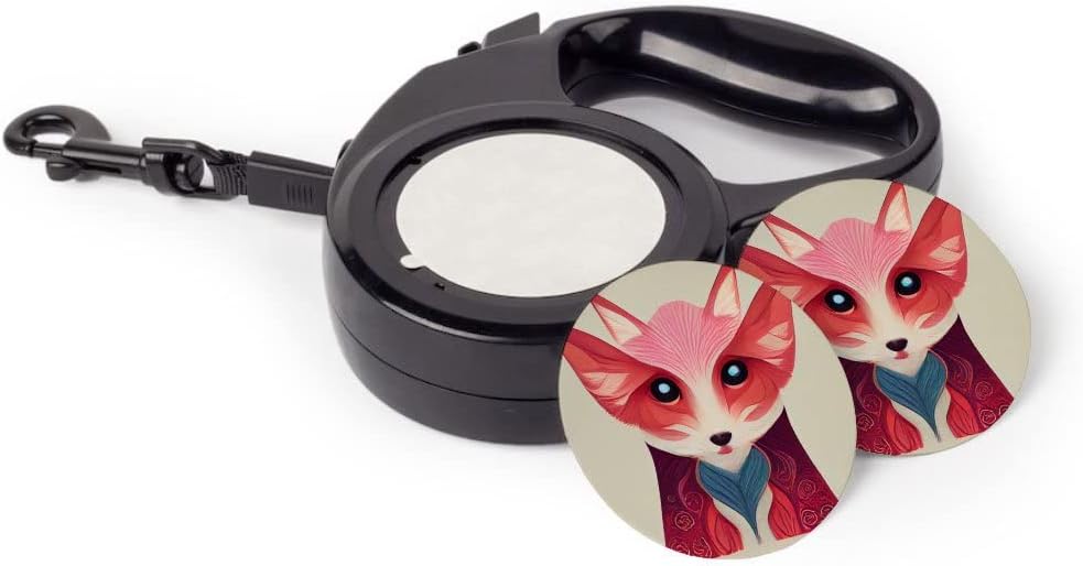 Magic Fox Retractable Pet Leash - Floral Leash - Red Fox Dog Leash - 118 inches