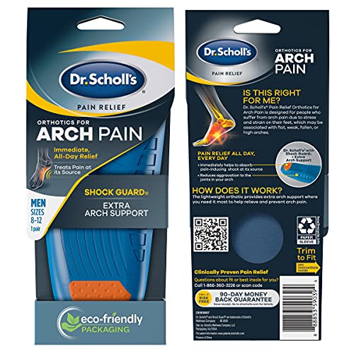 Dr. Scholl's ARCH Pain Relief Orthotics, Insoles for Men (8-12), 1 Pair Shoe Inserts
