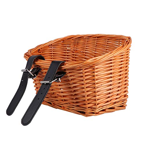 CLISPEED Crianças Guiador Dianteiro Cesta de Bicicleta Guiador Dianteiro Cesta de Vime Bicicleta Tir