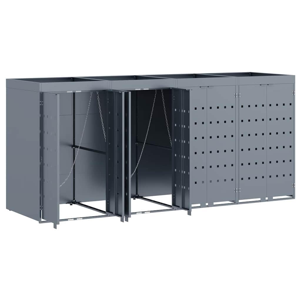 Genérico Almacenamiento de Cubos Wheelie para 4 Cubos Gris Claro,Casa y jardín,Productos del hogar,Accesorios para contenedores de residuos,Soportes para contenedores de residuos-3394750