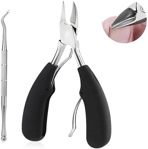 Toenail Clippers for Thick Nails, Professional Surgical Grade Stainless Steel Heavy Duty Ingrown Big Nail Nippers Cutters with File for Elderly, Seniors, Men (Black)