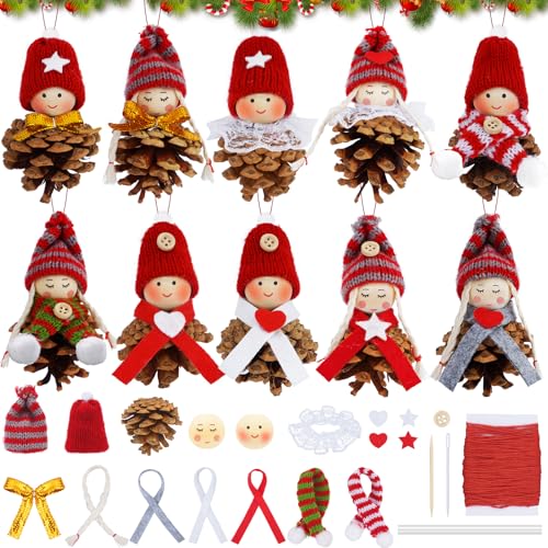 Weihnachtswichtel Anhänger Tannenzapfen, 10 Stück DIY Weihnachten...