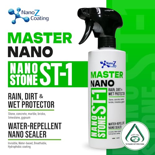 Image of Nano Stone Sealer, Eco-Friendly Invisible Hydrophobic Water Repellent Coating for Concrete, Stone, Marble, Granit, Limestone, Cement. Green Label Certified (13.52 fl.oz)