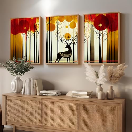 Image of kotart Paintings Modern Art Wall Decor Framed Wall Painting for Living Room, Bedroom - Framed Wall Decor Paintings with Frame - Painting for Wall Decoration Set of 3-D (Art 5, 19x25 inch)
