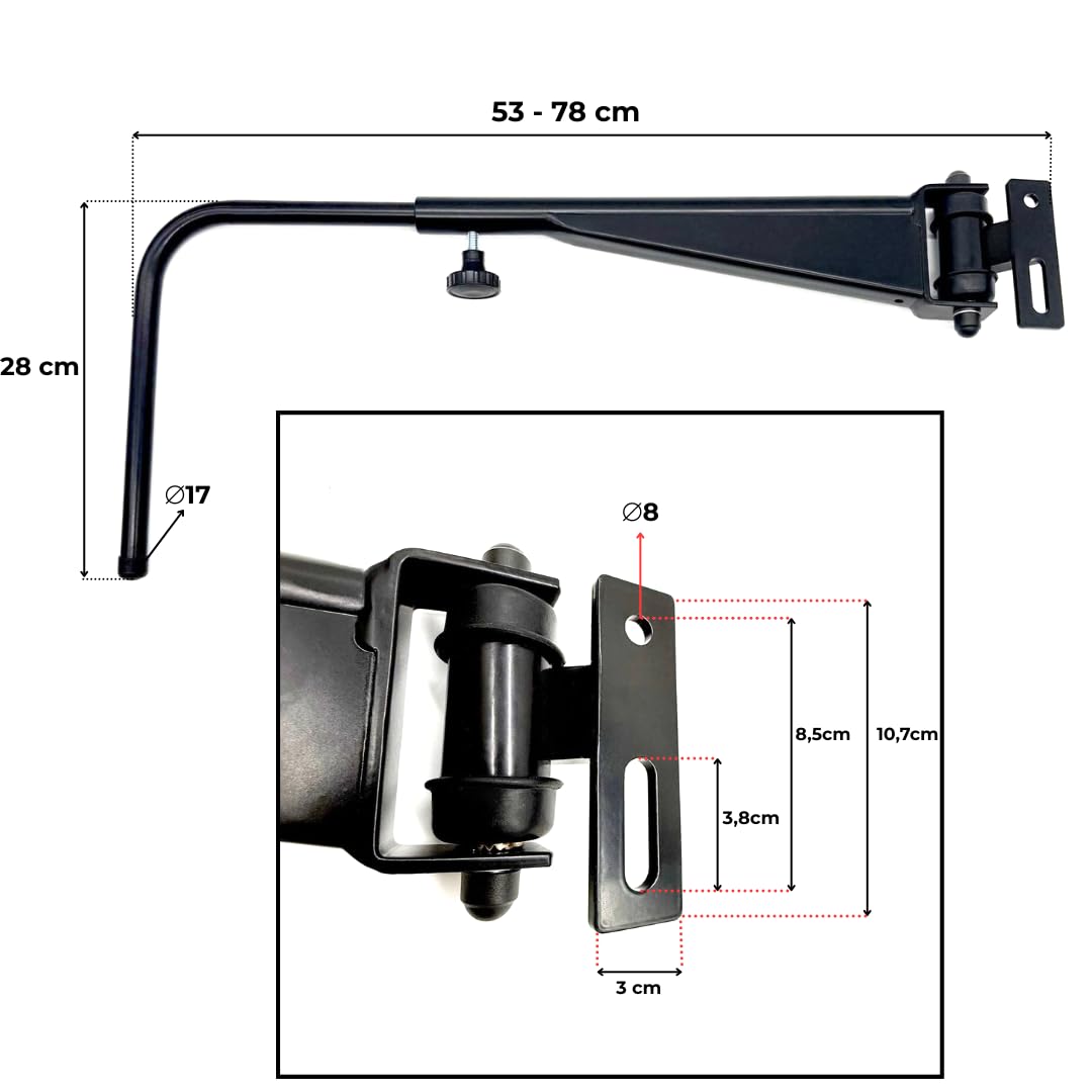 Matel Service® 2x konvexe Außenspiegel mit Halter – Haupt- & Weitwinkelspiegel (Blind Spot), 530–780 mm, Ø17, E20 – für New Holland, Case IH, Steyr, MF – OE ACV0805960 / G304810150020
