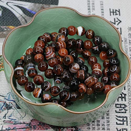 Keleny 10Mm Natural Red Dream Black Stripes Agate Stone Round Beads Rock Crystal Jasper Stretch Bracelet 7 Inch Unisex #TOP3