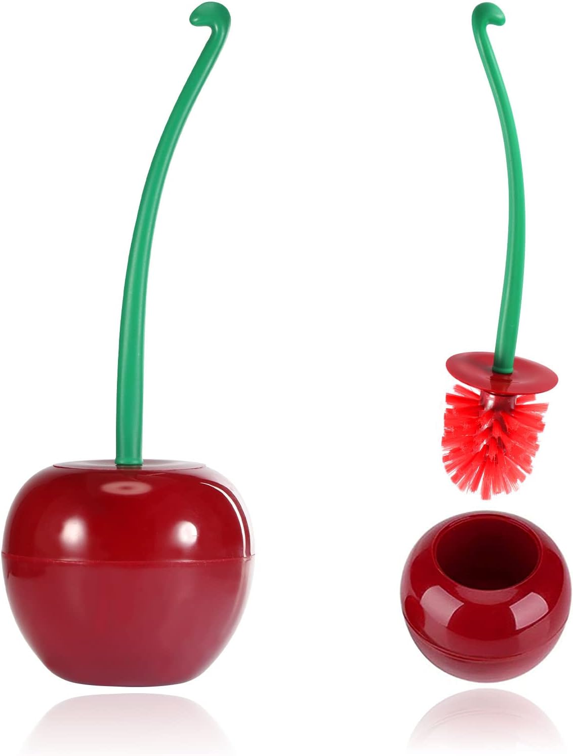 Konesky Cherry Toilet Brush Bathroom Toilet Scrubber Set, Lavatory Brush and Holder Set Cherry Shaped Toilet Brush, Toliet Cleaning Tool for Shower,Corners, Kitchen