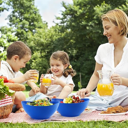 Wrova Wheat Straw Bowls Large Salad Bowls for Eating, Blue Bowls Set of 2 - image 8