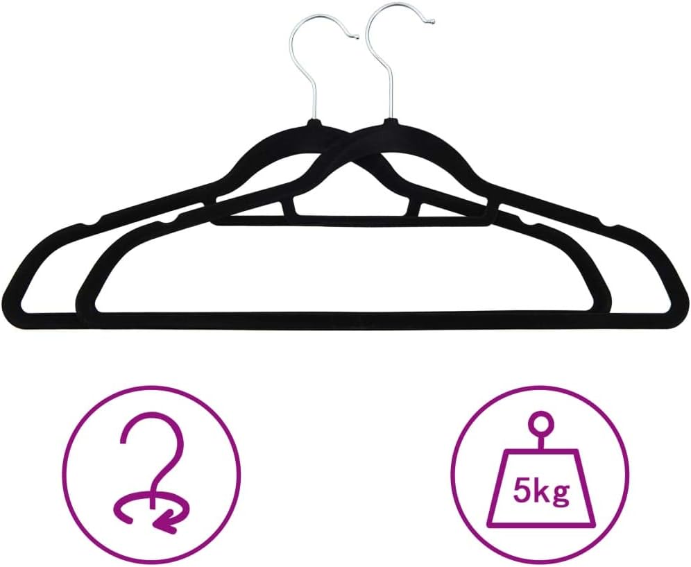 Velvet Clothes Hangers 20 Pack, Non-Slip Suit Hangers with 360-Degree Swivel Hook, Slim Space Saving Garment Hangers for Closet Organization, Black