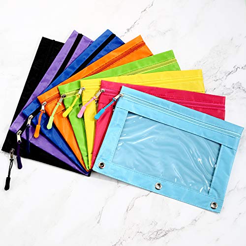 Bbto Pencil Pouch 3 Ring Binder Pencil Bags With Zipper Pulls For Office Supplies, 8 Colors (8 Pieces) #TOP6
