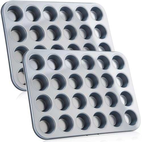 Acellegic 2 Set Mini Muffin Pans Carbon Steel Nonstick Bakeware
