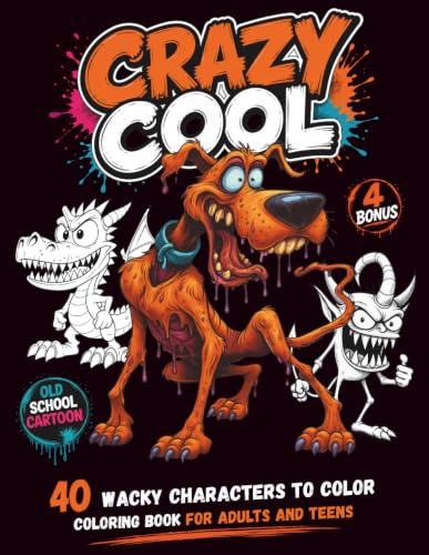 CRAZY COOL: 40 Wacky Characters to Color - Old-School Cartoon Coloring Book for Adults and Teens image 2
