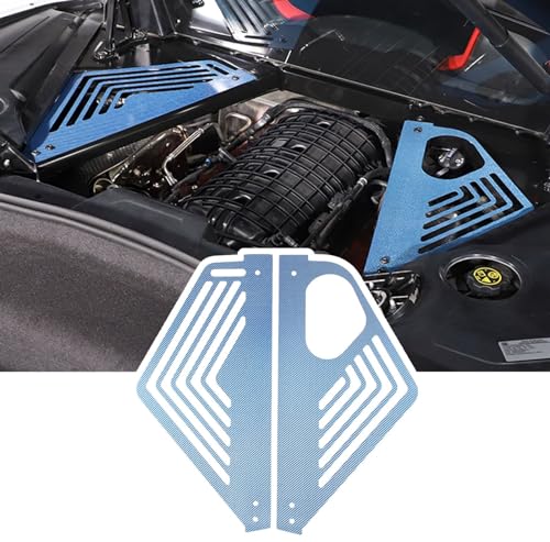 Image of TOYCIDFG Engine Bay Panel Cover Compatible with C8 Corvette 2020-2025 Aluminium Interior Body Part Accessories Left Right Splash Shield Oxidation Case Guard (Carbon Fiber - Blue)