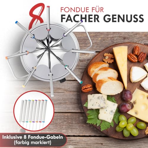 Bomann® Fondue für 8 Personen | auch für Schoko- & Käsefondue | Fondueset mit 8 Fonduegabeln | Fondue elektrisch 1,2L | optimale Wärmeverteilung | Fondue Set 1400W I Fondueset elektrisch FD 2248 CB – Bild 3