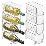 mDesign Plastic Free-Standing Water Bottle and Wine Rack Storage Organizer for Kitchen Countertops, Table Top, Pantry, Fridge - Stackable, Holds 1 Bottle Each - 8 Pack - Clear